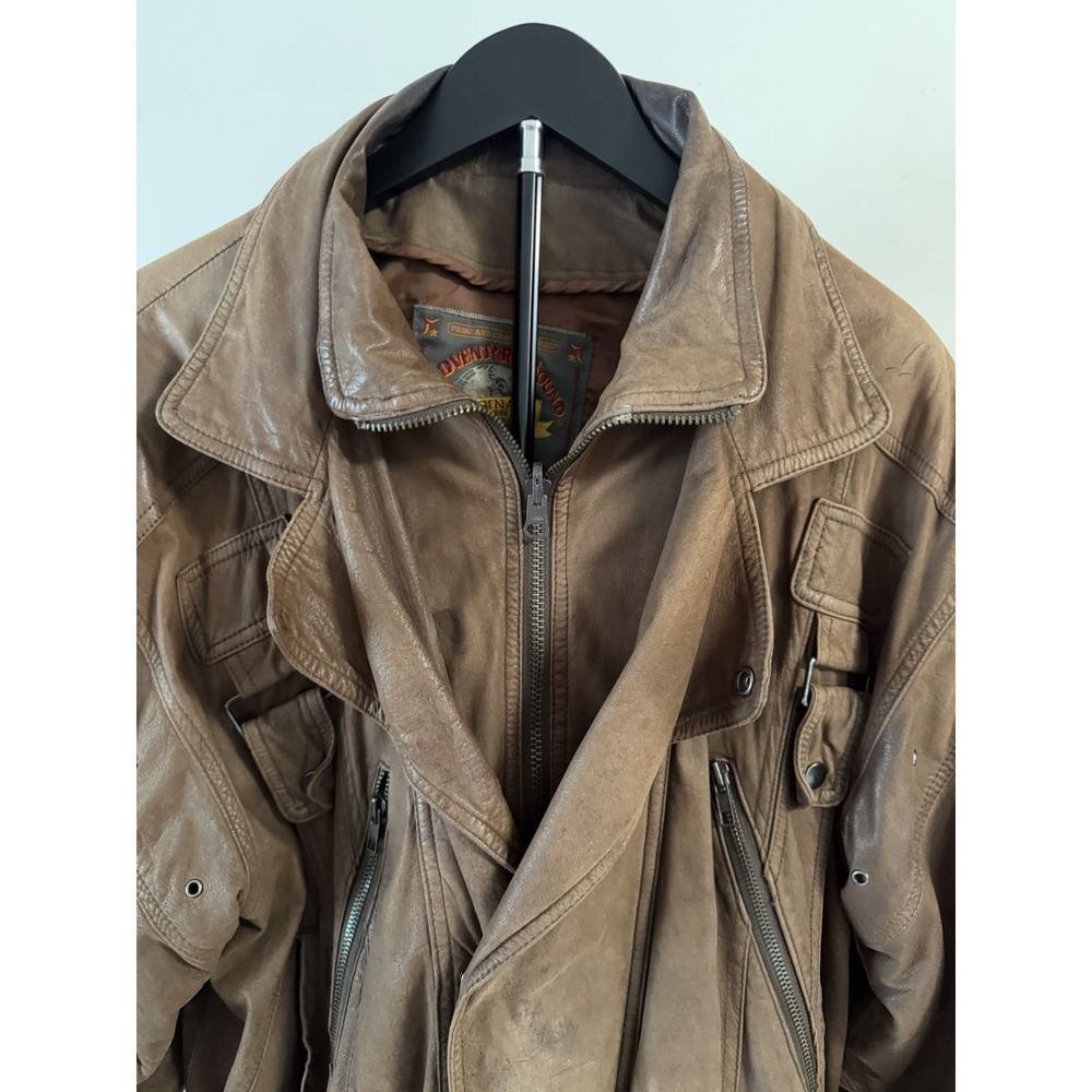 Vintage Wilsons Adventure Bound leather bomber jacket Men L Brown Insulated Zip - Picture 6 of 12